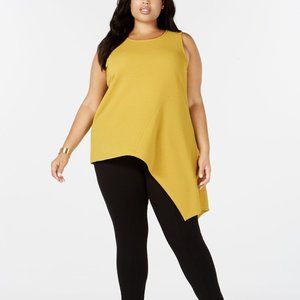 Alfani Womens Gold Sun Asymmetrical Ribbed Pullove